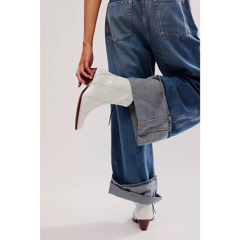 Free People New Frontier Western Boots In White Patent Leather Size 39.5 - Picture 2 of 14